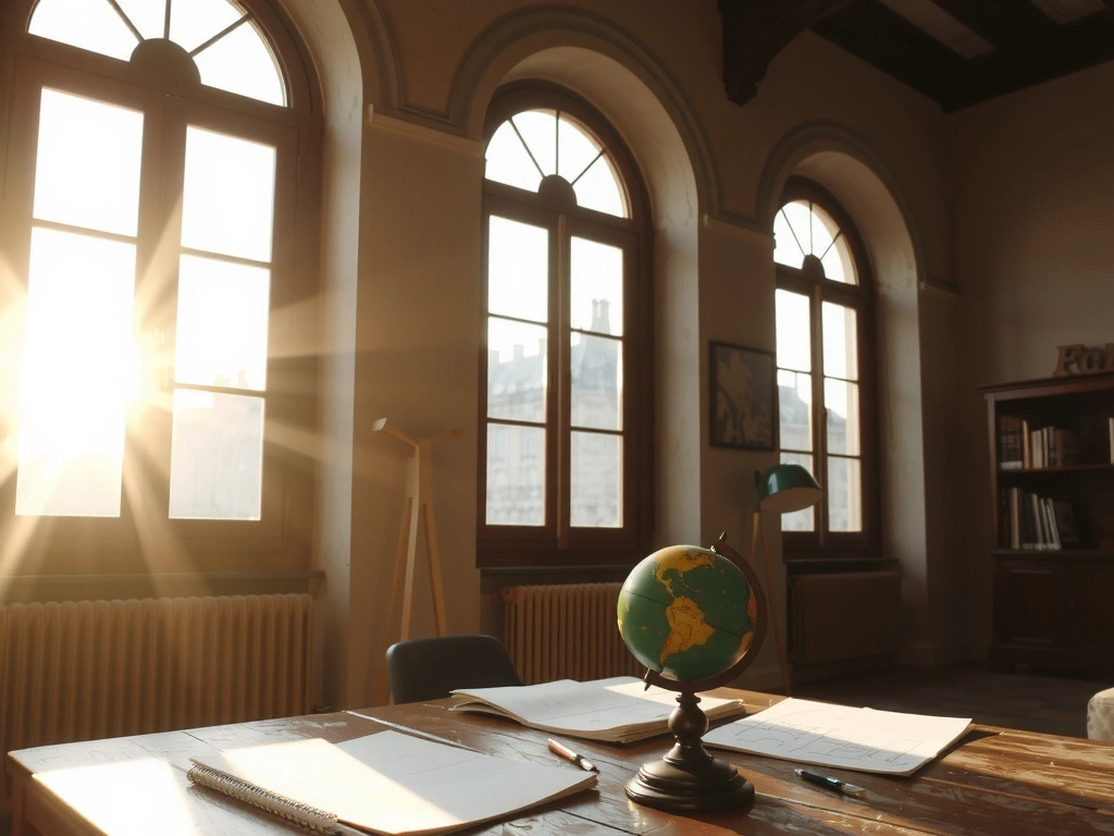 Parisian office interior with natural light