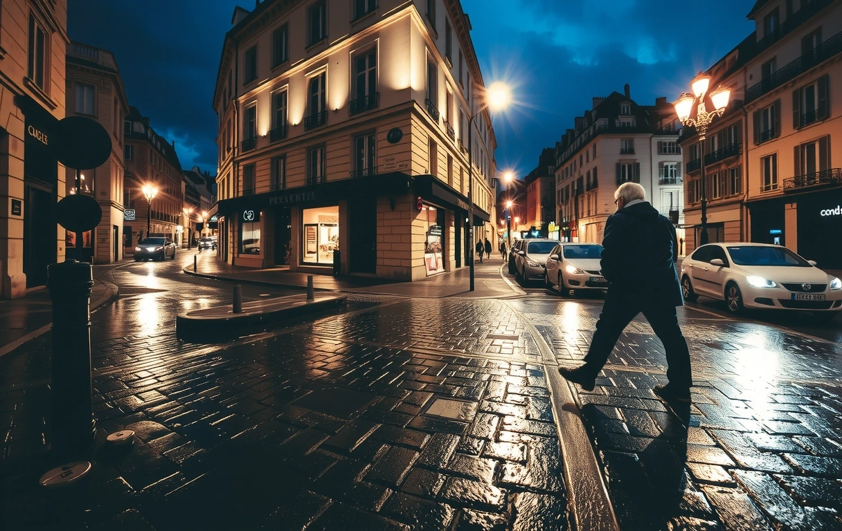 Parisian street at twilight
